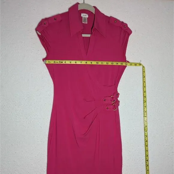 Vtg Cache Bodycon Dress Womens Sz Medium Hot Pink Barbiecore Stretch USA Rare - Picture 5 of 9